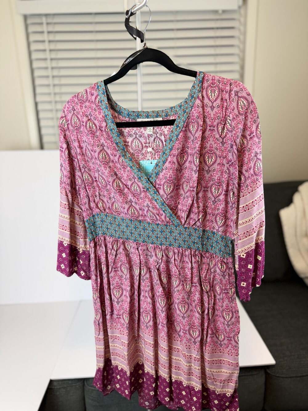 NWT Hayden Los Angeles Purple Mix Paisley Surplice Mini Dress M